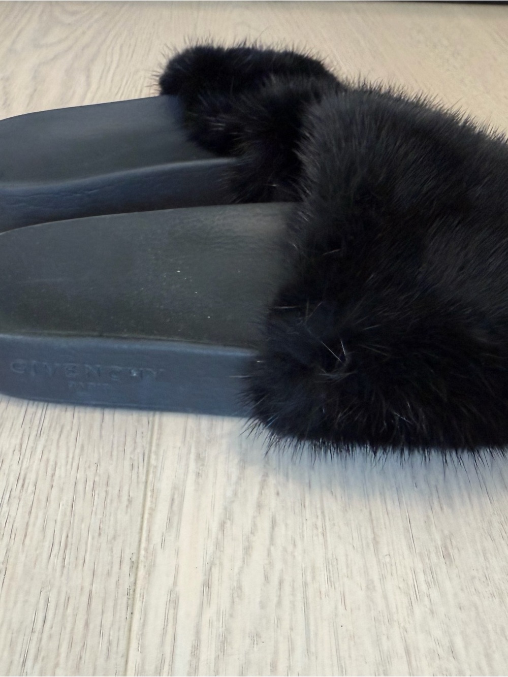 Givenchy Black Faux Fur Slide Slippers